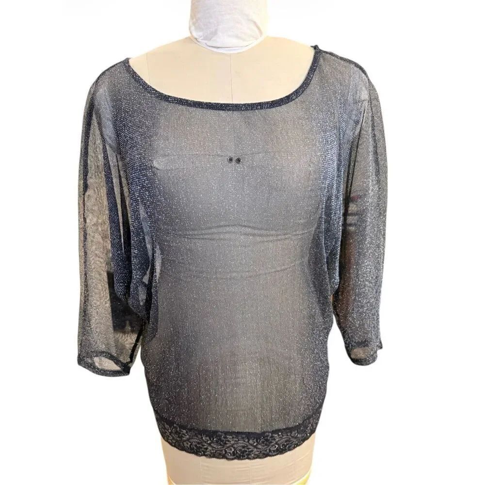 Maurices Black Sparkle Blouse Plus Size Small Event Occasion Stretch